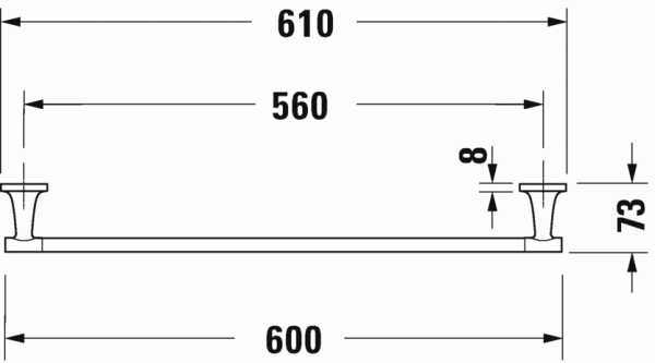 Держатель Duravit Starck T для полотенец, настенный 60 см, чёрный матовый, 0099424600