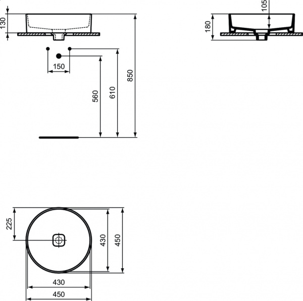 Раковина Ideal Standard STRADA II Round Vessel, 45 см, T295901