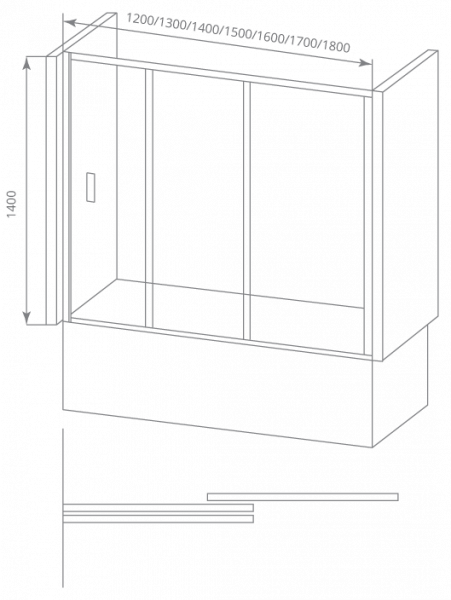 Шторка для ванны Bas SCREEN WTW-150-C-CH