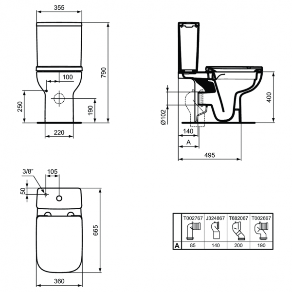 Напольный унитаз для монтажа с бачком Ideal Standard i.life A, T472101