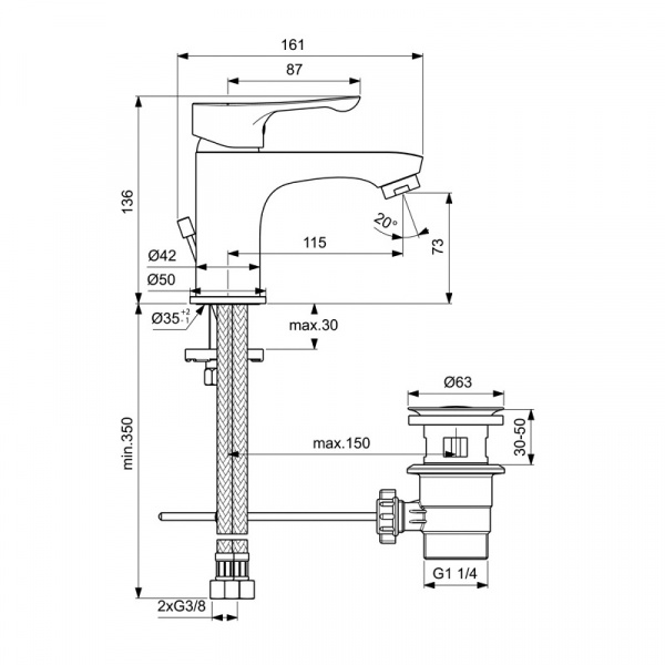 Промо комплект 3 в 1 Ideal Standart ALPHA (BC486AA + BC654AA + B1489AA), BD004AA