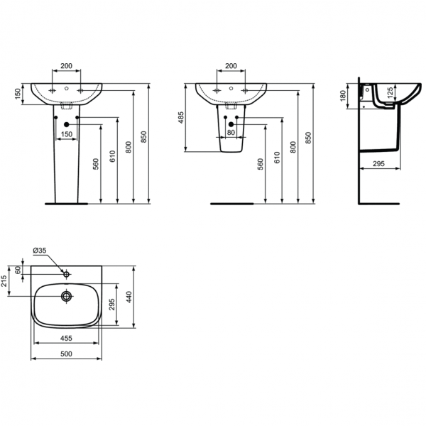 РаковинаIdeal Standard i.life A 50x44 см, с отверстием под смеситель, T470701