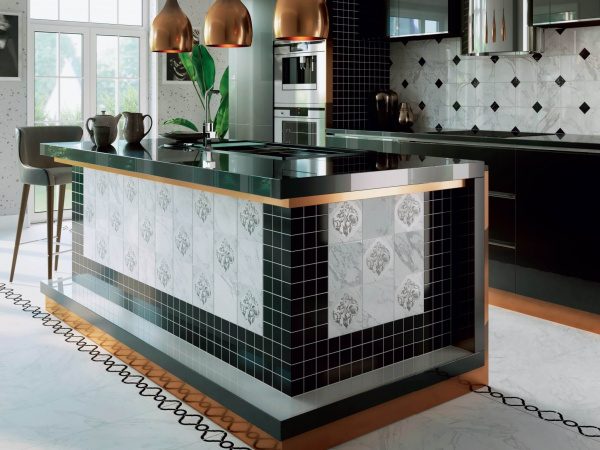 Декор Kerama Marazzi Фрагонар 30х30 наборный чёрный 1/4 розона ID89