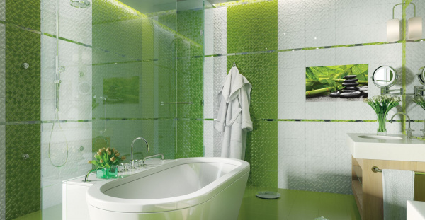 Плитка для стен Golden Tile 250х400 RELAX Зеленый (494061)